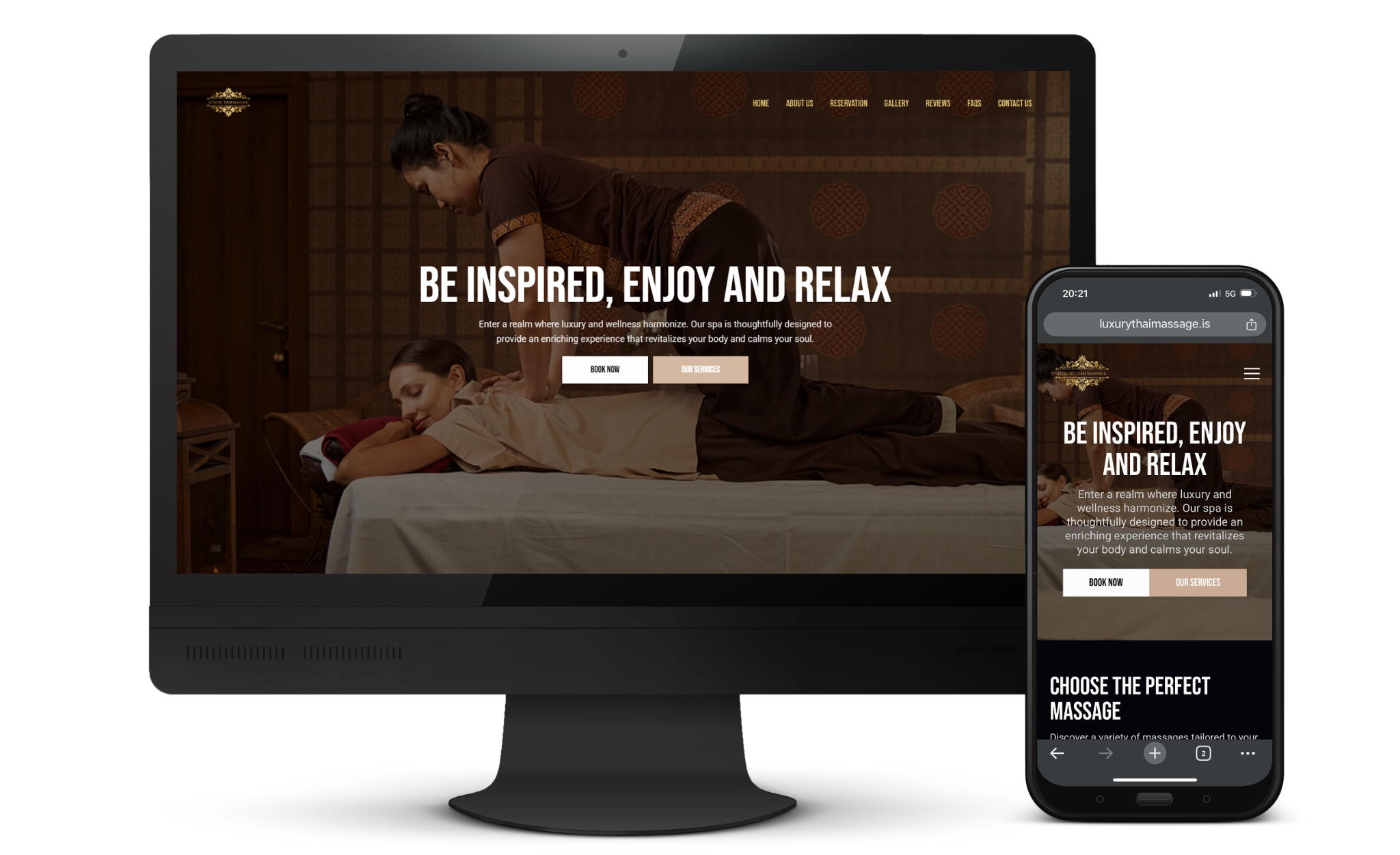 Luxury Thai Massage á tölvuskjá og síma