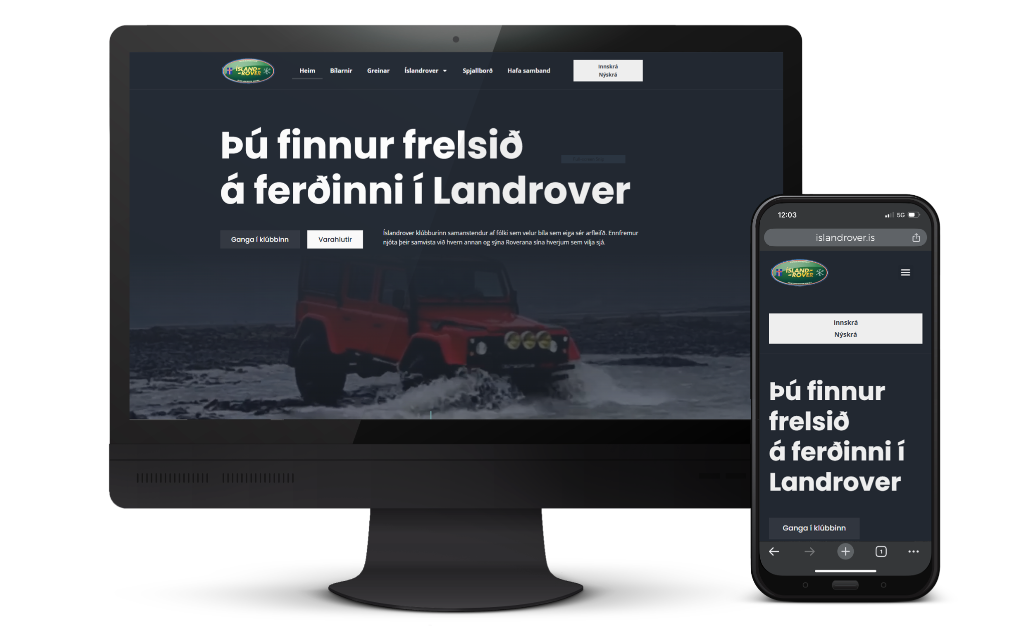 Íslandrover á tölvuskjá og síma